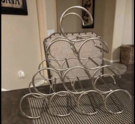 Crate & Barrel Brushed silver Wine rack