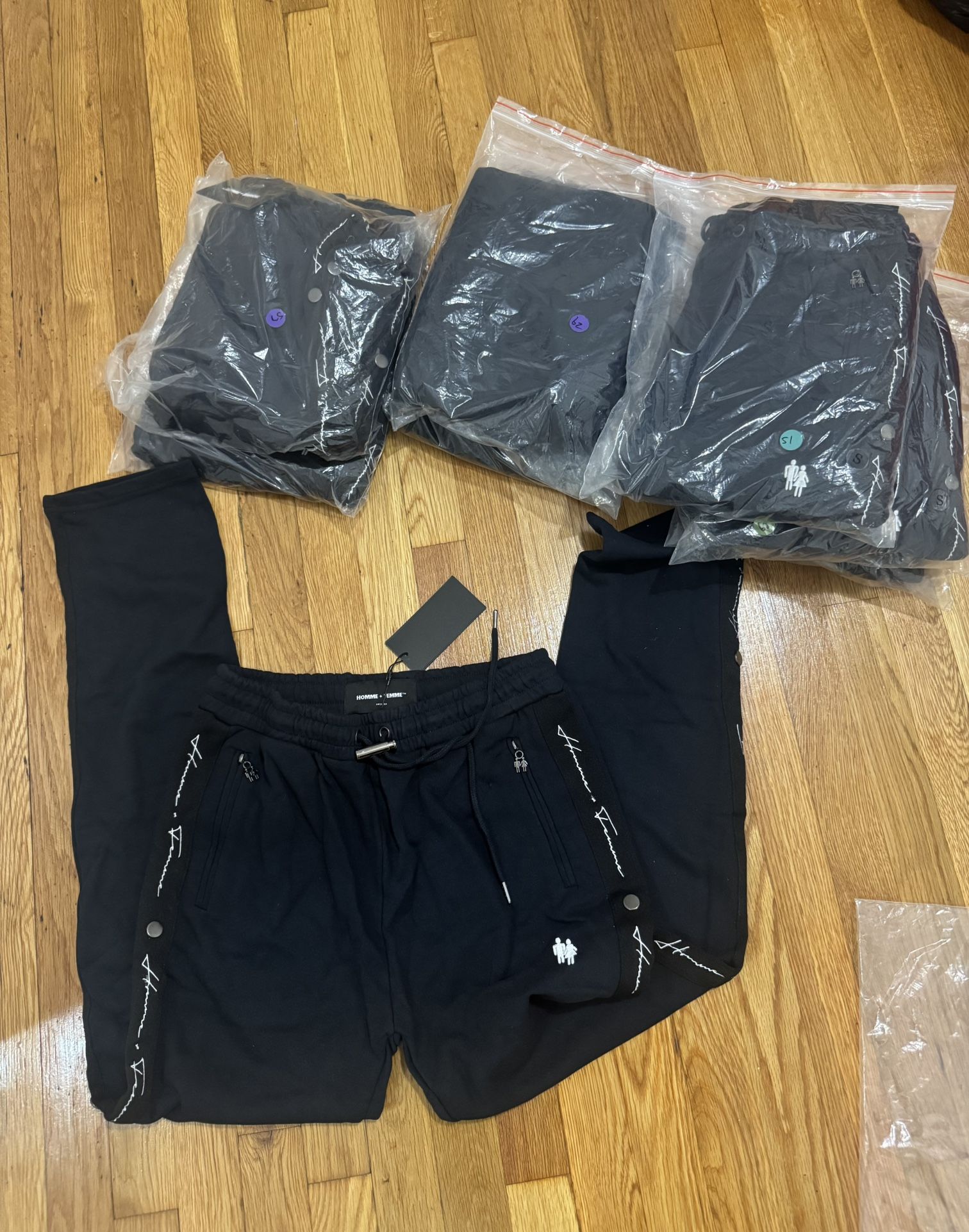 7 Pants Lot ! 3 Sizes - Homme + Femme Track Jogger Sweatpants Joggers Mens Black