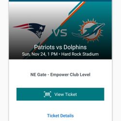 2 Club Level Tickets Dolphins Vs Patriots