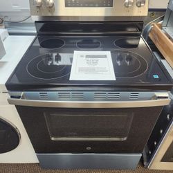 30 in. 5 Burner Element Smart Free- Standing Electric Range in Stainless w/EasyWash Oven Tray & No-Preheat Air Fry