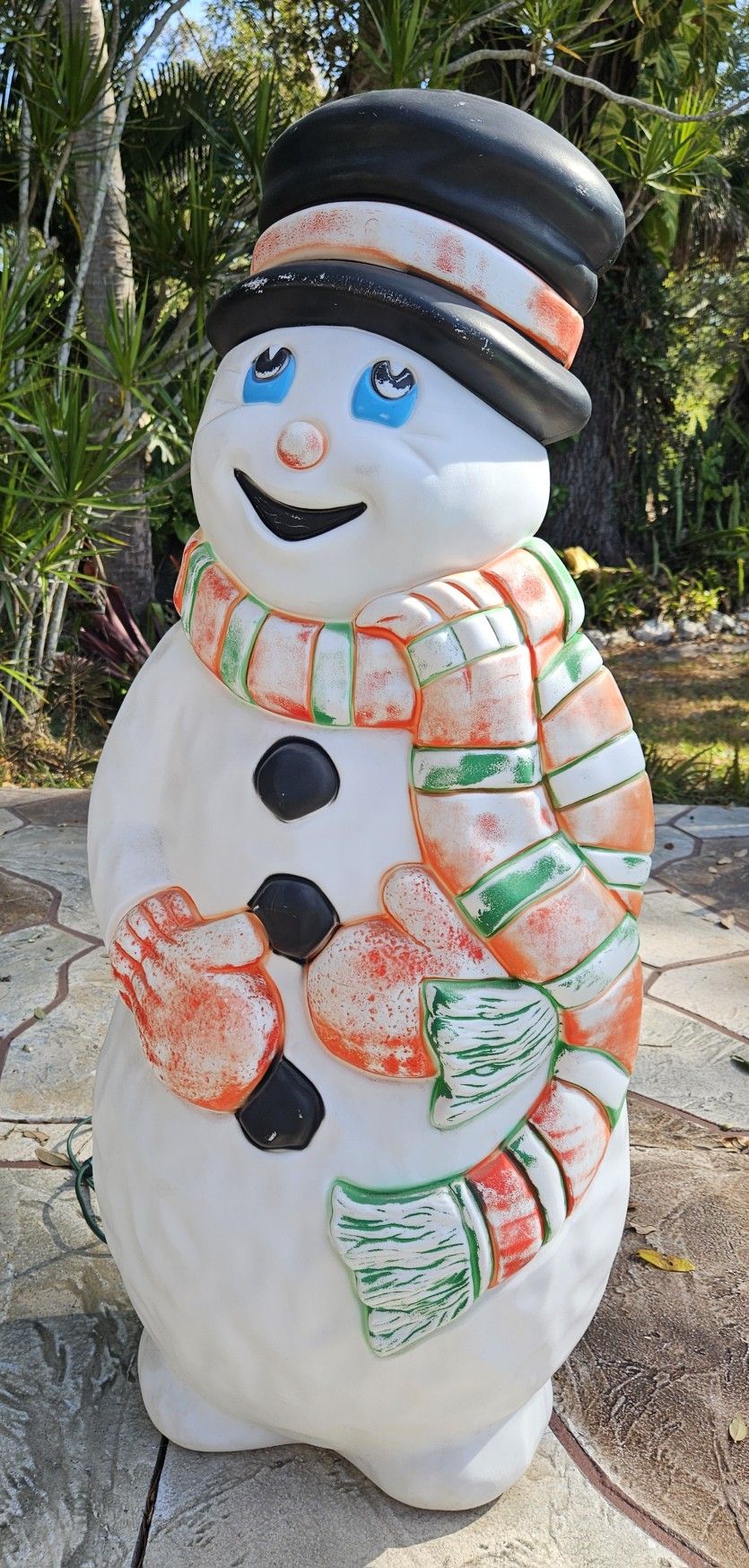 VINTAGE 1997 Grand Venture Plastic CHRISTMAS BIow Mold Snowman 38" Tall w/ New Bulb WORKING EXCELLENT CONDITION