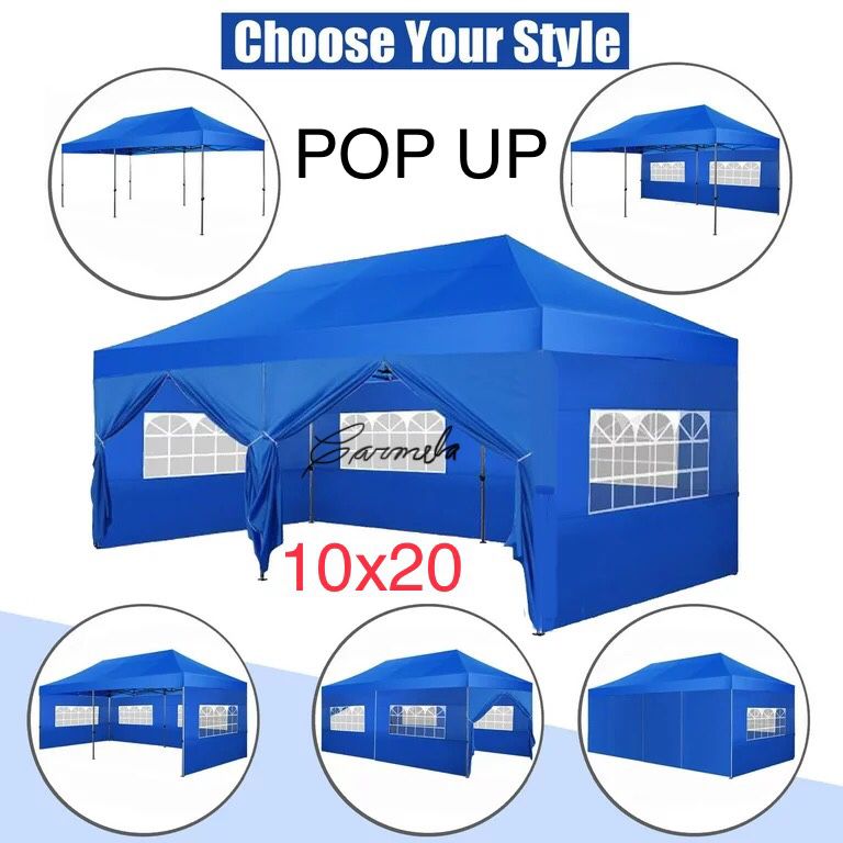 10x20 Pop up  Canopy with 6 sidewalls Commercial  Tent UPF 50+ All Weather Waterproof Outdoor Wedding Party Tents Canopy Gazebo