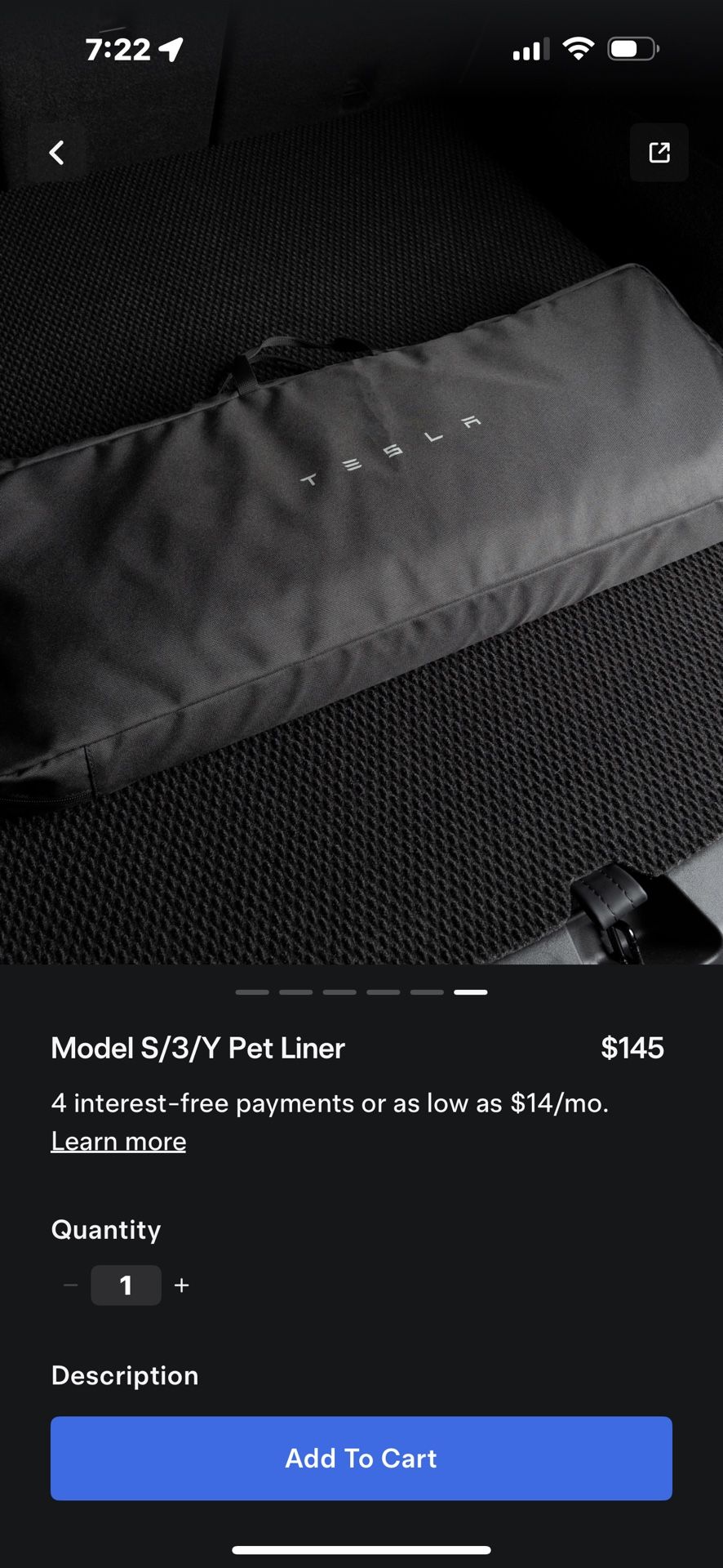 Model /S/3/Y Tesla Pet Liner NEW! Never Used.