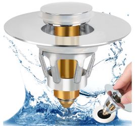 2 Pack Pop Up Bathroom Sink Drain Strainer Fits 1.06"-1.65" Holes, Anti Clogging Drain Strainer