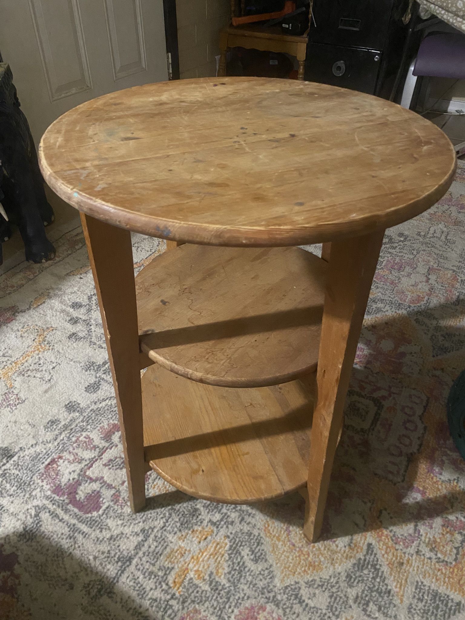 3 Tier Fount Wood End Table 