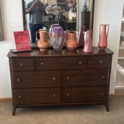 WOODEN DRESSER & TWO NIGHT STANDS