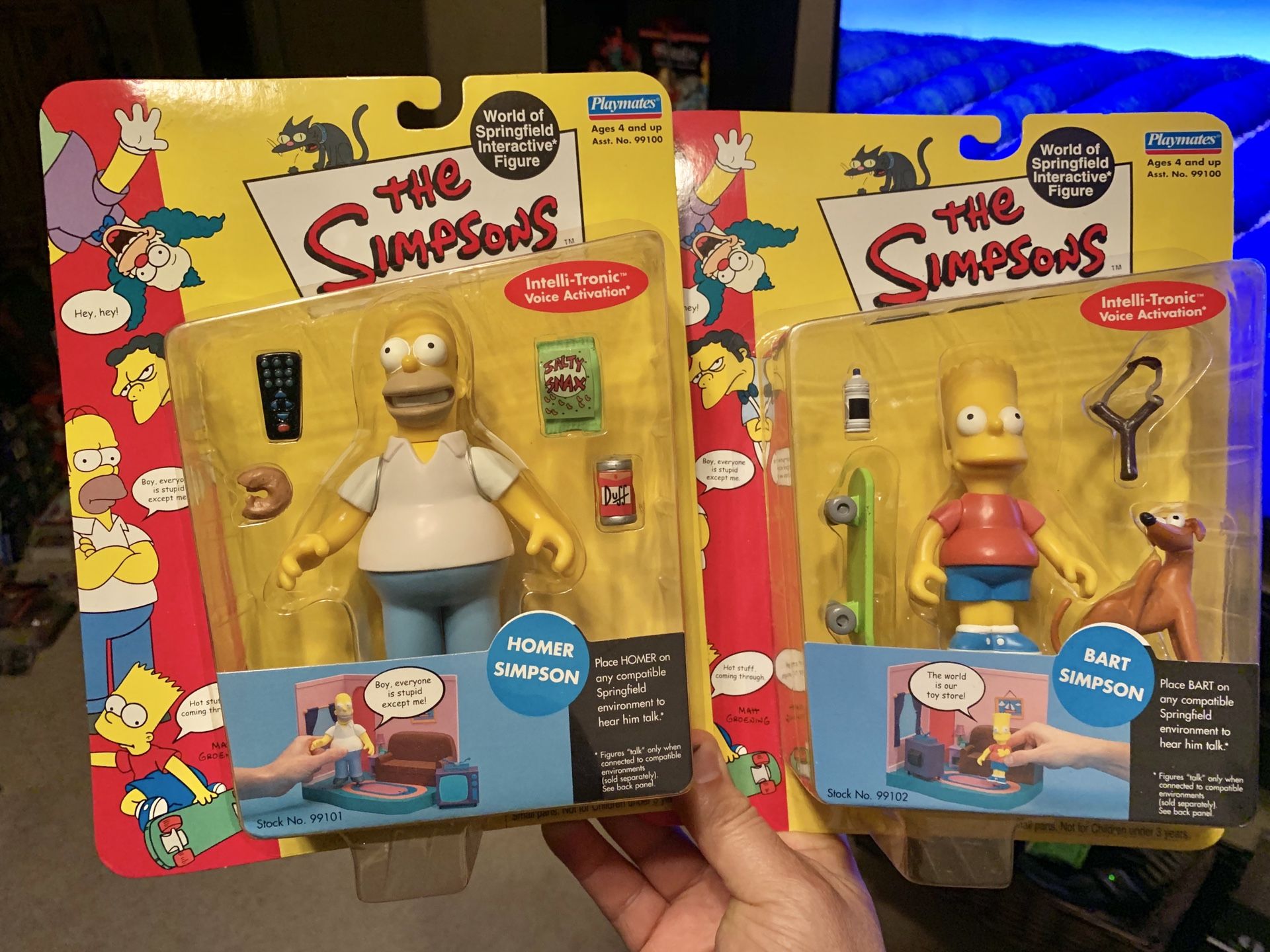 Simpsons Series 1: Homer & Bart Simpson (2000) + Burger King Bart Toy (3) Total Figures