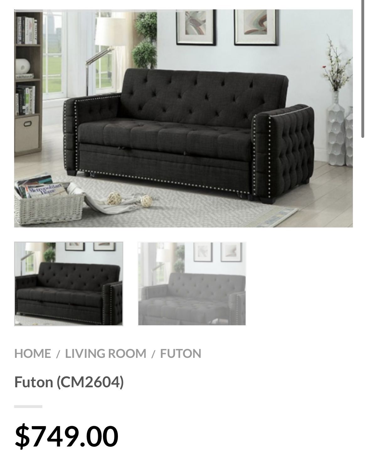 Dark Gray Futon Sofa With Pullout