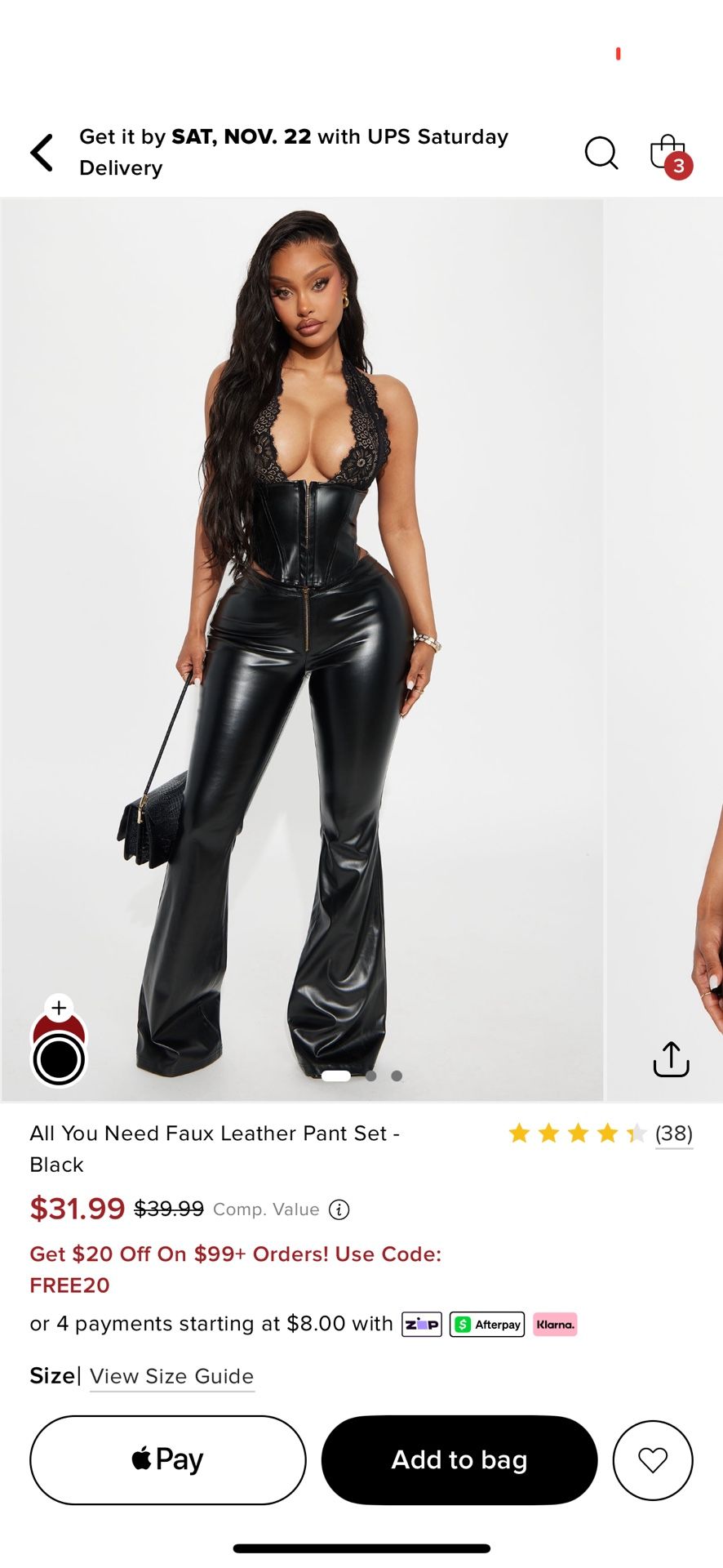 Fashion nova Black Faux Leather Set 