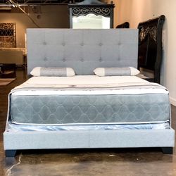 Queen Linen Bed Plus Queen Plush Mattress (free Delivery )
