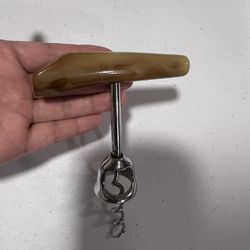 Vintage BUTTERSCOTCH BAKELITE Handle Corkscrew for Wine Bottles
