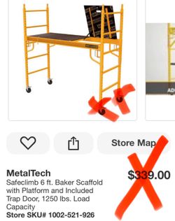 MetalTech Safeclimb 6 ft. Baker Scaffold with Platform and Included Trap Door, 1250 Ibs. Load Capacity