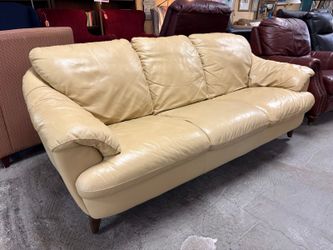 Light Beige Flare Arm 3-Seat Sofa