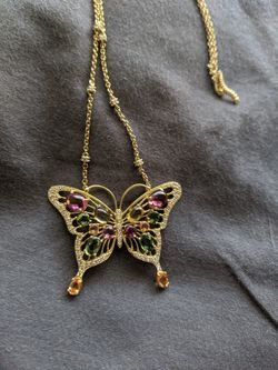 Vintage Signed Paul Morello 18k butterfly necklace