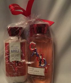 New Bath and Body Winter Candy Apple body lotion and Shower Gel Christmas gift Set