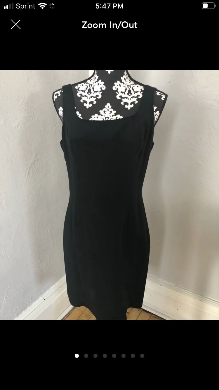 100% SILK Hugo Buscati little black dress loaded with Taylor designs including darts down the back and the front to enhance fitting, A hidden zipper