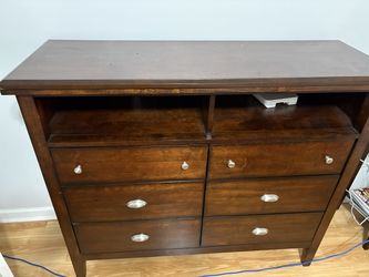 Dark Cherry 6-Drawer Media Chest / TV Dresser with Cubbies