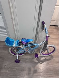 Disney Frozen 16” Kids Bike w/ Training Wheels & Doll Seat