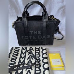 Marc Jacobs Black Leather The Tote Small Leather Handbag