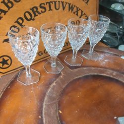 Vintage Set Four Fostoria America Footed Wine Water Glasses Glass Set 
