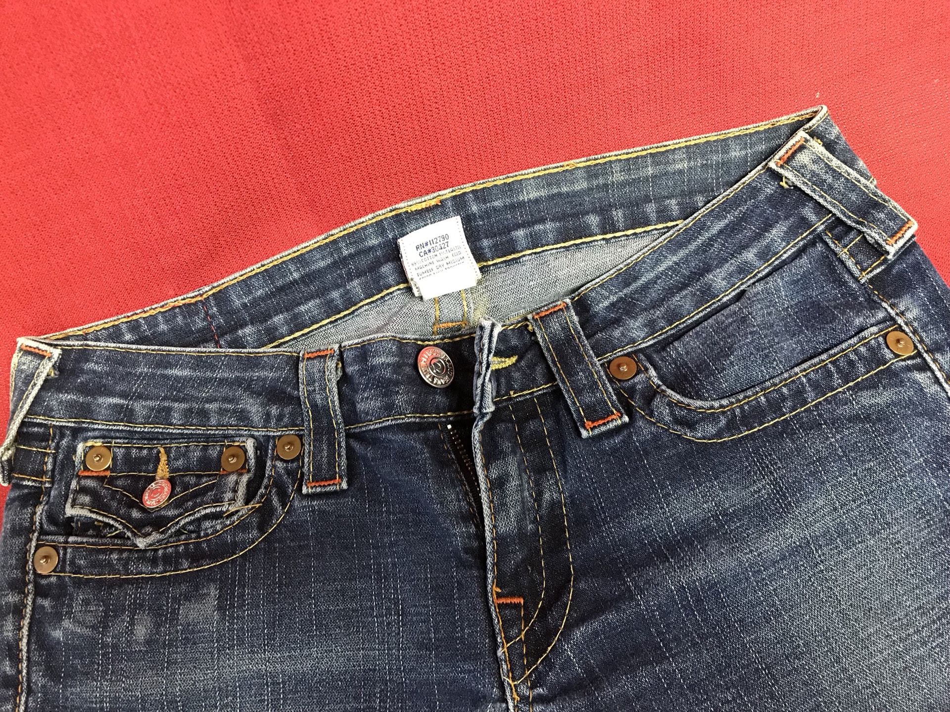 Ladies True Religion Joey Low Rise Flare Jeans size 29 RN# 112790 