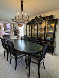 Antique Dining Room Set; Hand Painted