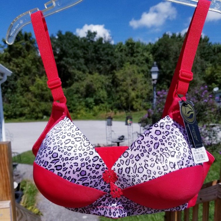 Red Bra With Purple Cheetah Print