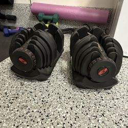  Bowflex SelectTech 1090 Adjustable Dumbbells + Jay Flex Barbell Attachment