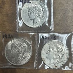 Three Silver Dollars, 90% Silver.  Group 7
