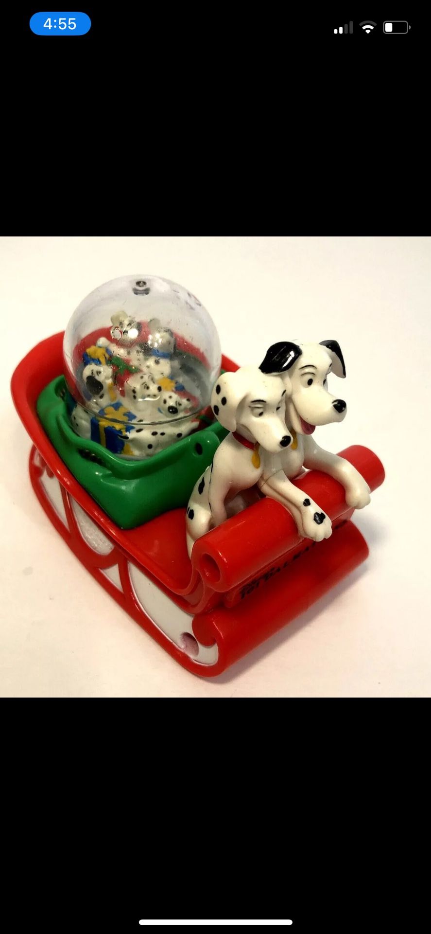 DISNEY'S 101 Dalmations Sledding McDonalds Christmas Tree Dome Ornament 1996