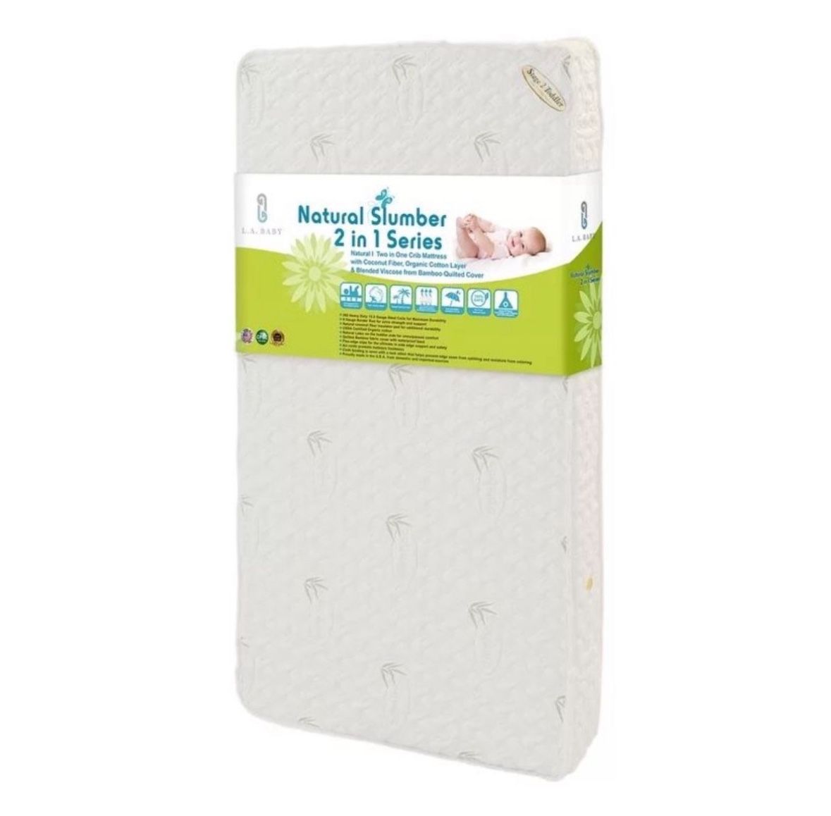 Naturally Organic IV Mattress, Triple Zone 2 in 1 With Natural Bamboo Cover
