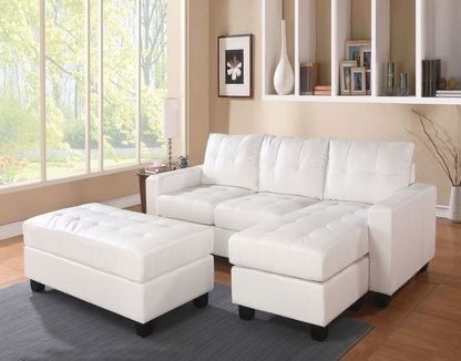 Brand New White Sectional with Ottoman