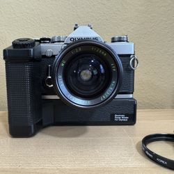 Olympus OM-1N 35mm Film Camera W/28mm Lens And Motor Driver 