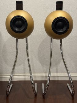 GALLO Acoustics Nucleus Solo Loudspeakers W/ Beautiful Chrome Barcelona Stands  