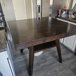 Tall Kitchen Table, 6 Chairs With Top Glass Cover