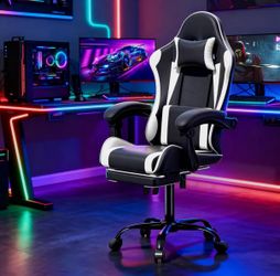 Magshion Gaming Chair, Ergonomic Computer Chair with Linkage Armrests, Height Adjustable Video Game Chair with Footrest and Headrest for Silla Gamer a