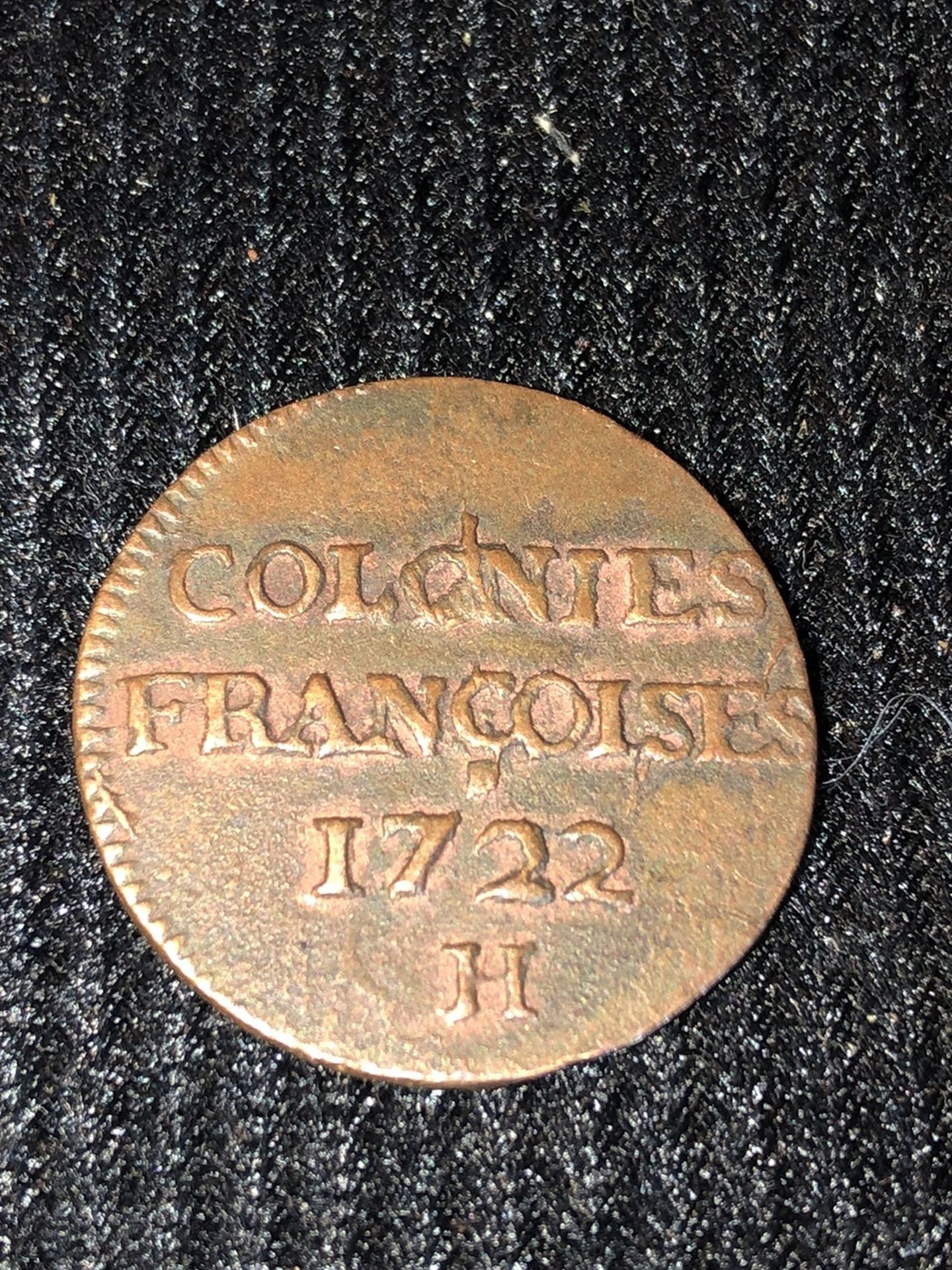 1722 H 9 Denires (300 Year Old French Colonies Coin !!)