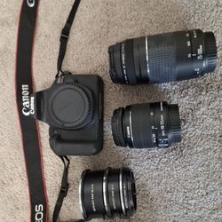 Canon EOS Rebel T7,EFS 18-55mm & EF 75-300mm lenses, Mamiya M645 auto ext rings