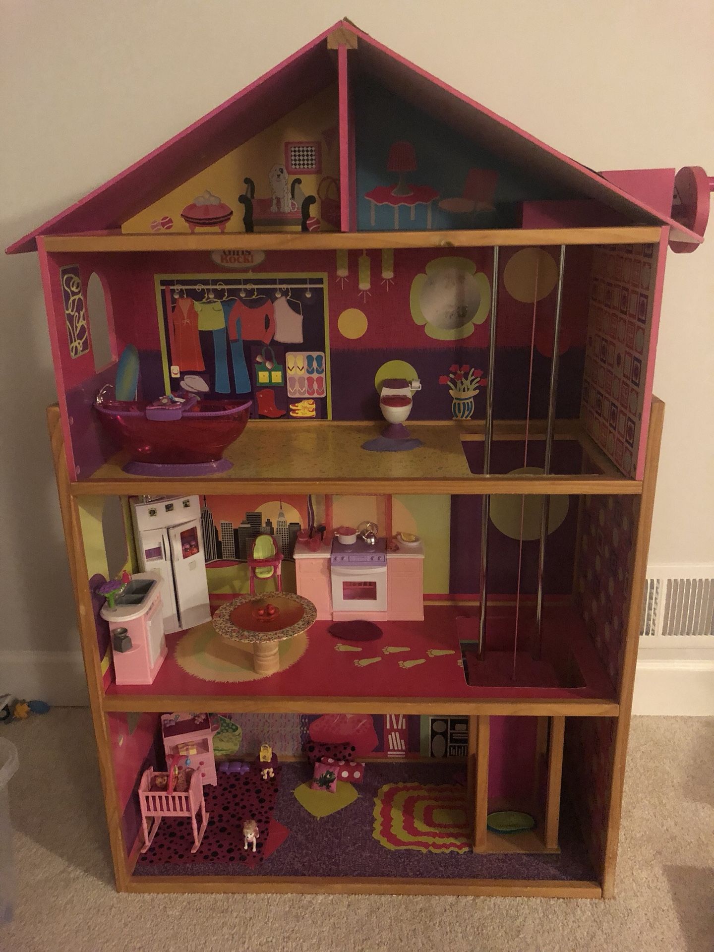 Barbie house, JEEP, horse, bike and accessories