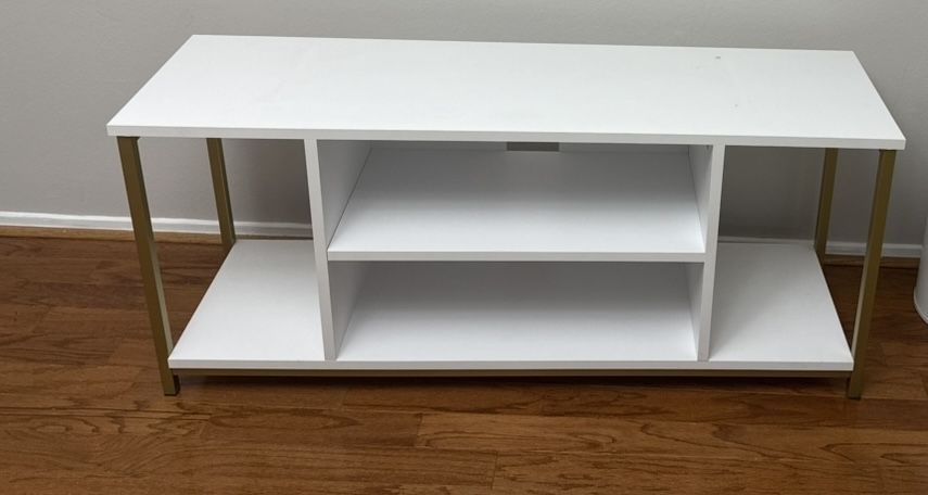 Gold and white tv stand or desk For Living Room, Bedroom, Sunroom, Dining Room And Balcony 