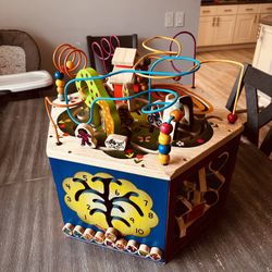 B. toys Wooden Activity Cube - Youniversity: Educational Fine Motor Skills Play Center for Babies & 