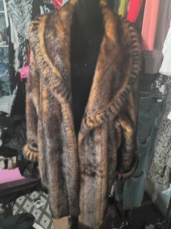 Dennis By Dennis Basso Faux Fur Brown Mink Fully Lined Coat Wide Collar 2XL