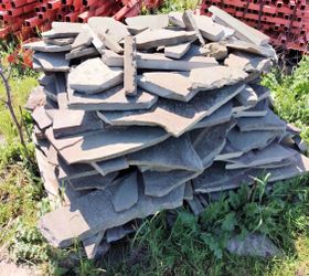 Landscaping rocks, bricks, roofing tiles, and slate rocks