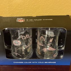 SF 49ers 15oz Change Color Glass Stein Set