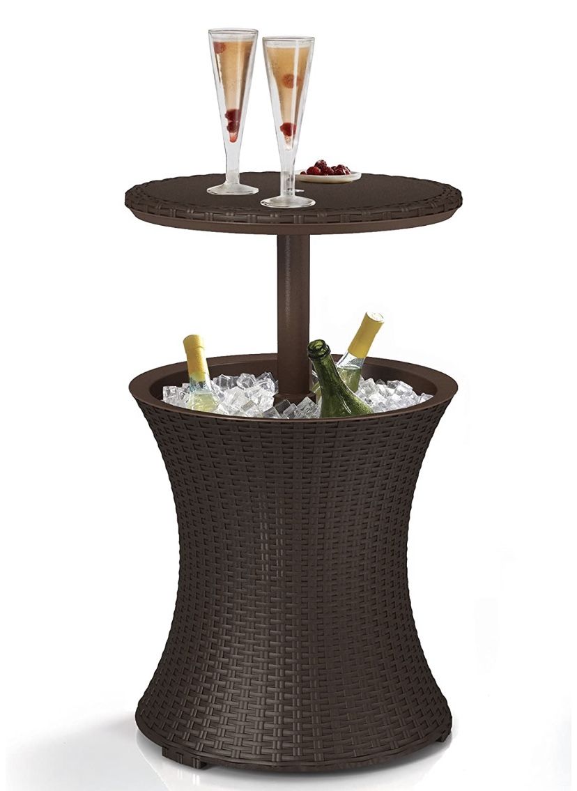 Pacific Cool Bar Outdoor Patio Furniture and Hot Tub Side Table with 7.5 Gallon Beer and Wine Cooler