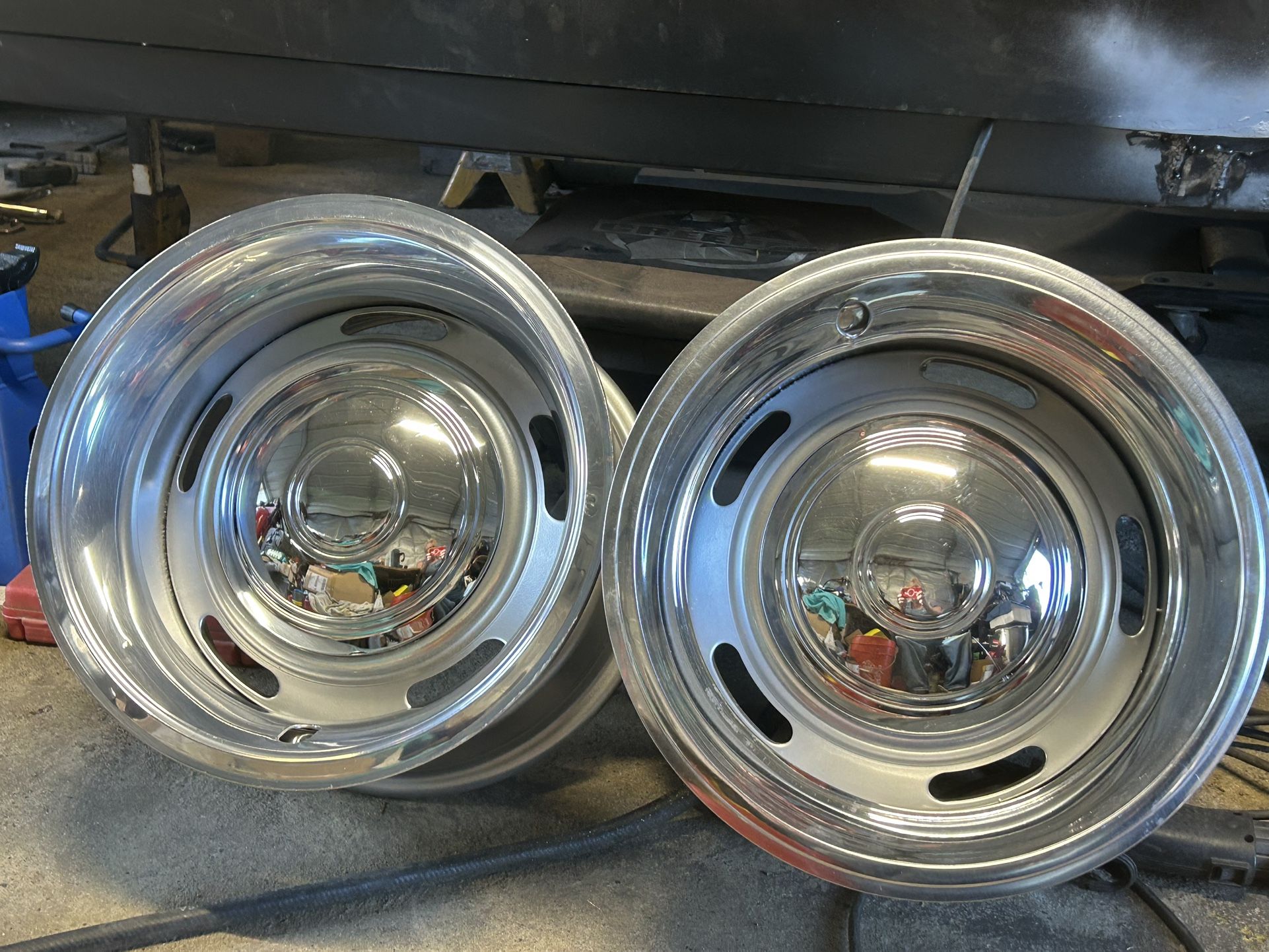 14x8 Painted Gm Rally Wheels With Used Rings And Poverty Caps