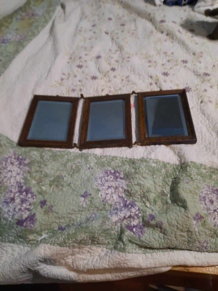 Antique Beveled Glass Trifold Mirror