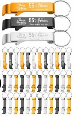 NEW 55 & Fabulous Birthday Bottle Opener Keychains (50 Bulk Set)