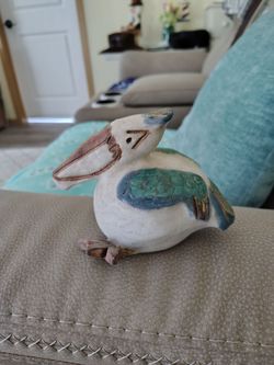 Cute Pottery Pelican Bird Figurine