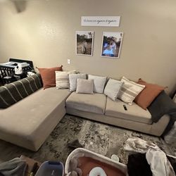 Long sectional with chaise: taking offers 